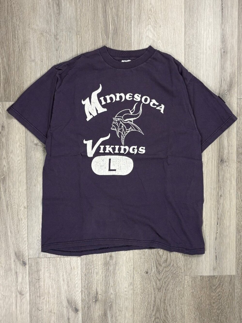 Vintage 90s Minnesota Vikings NFL Starter Made in USA Large Purple T-Shirt